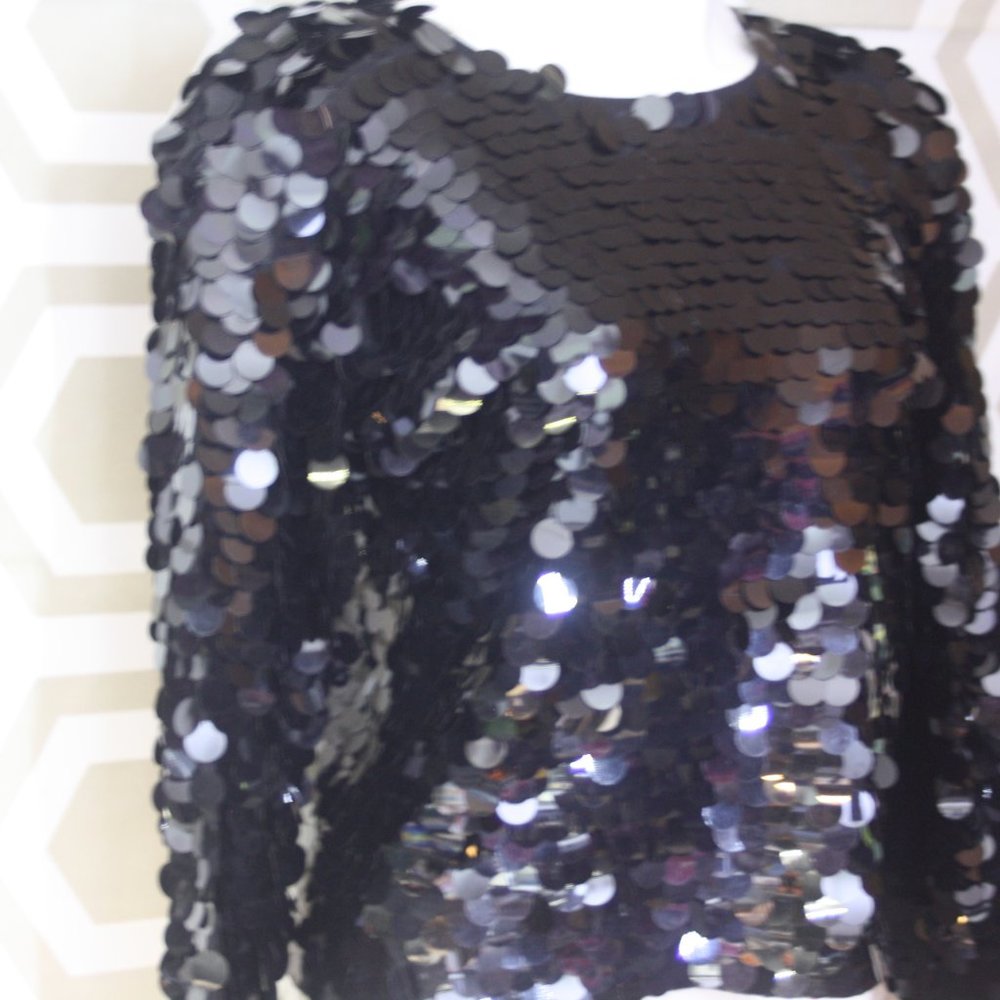 Vintage Black Large Sequin top